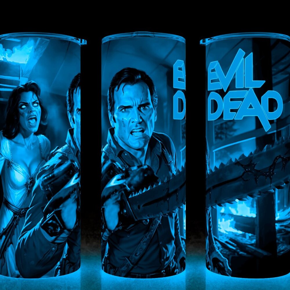 Glow in the  Dark Evil Dead Ash Williams and Demon Horror Movie Cup Mug Tumbler